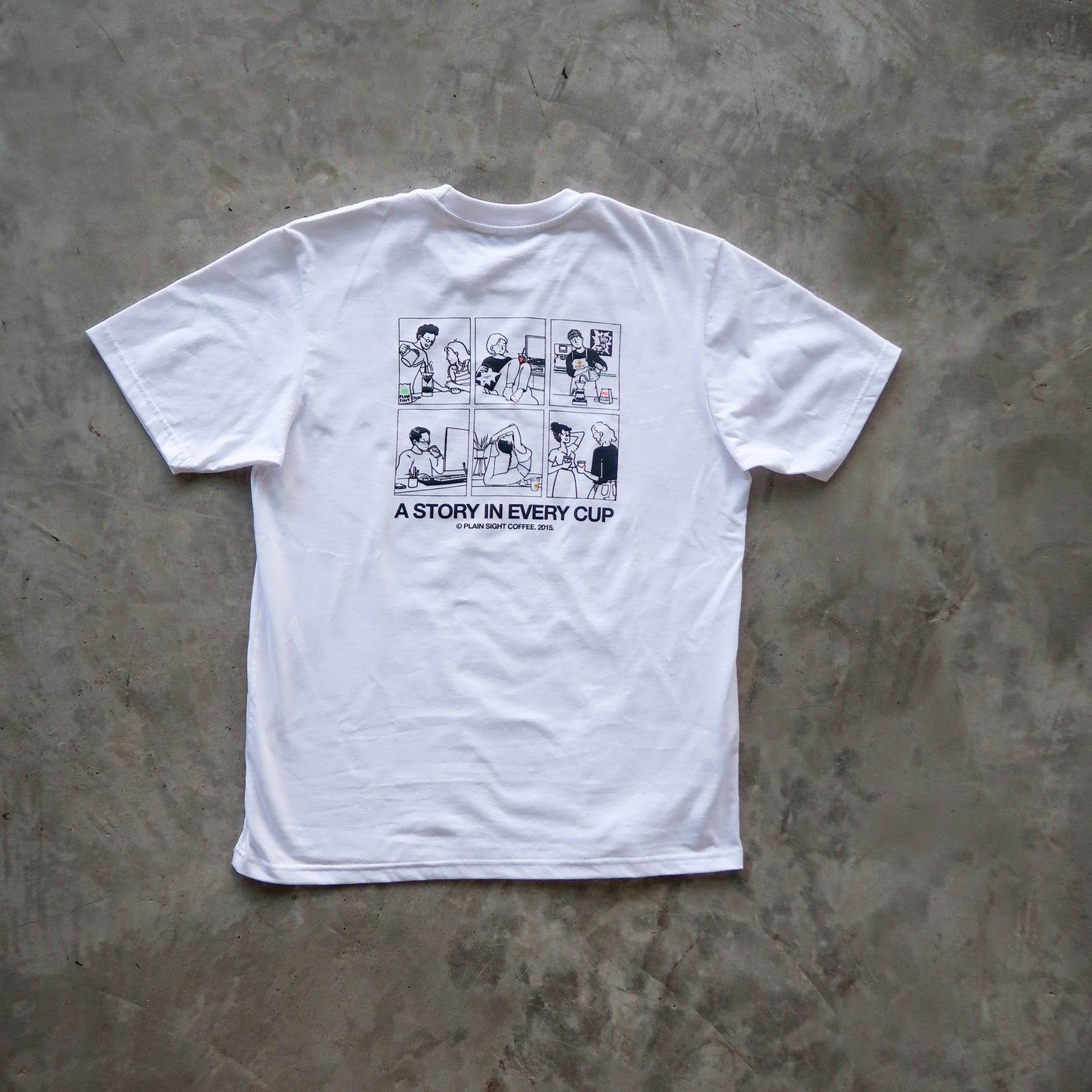 The Plain Sight Story Shirt from the back, laid flat