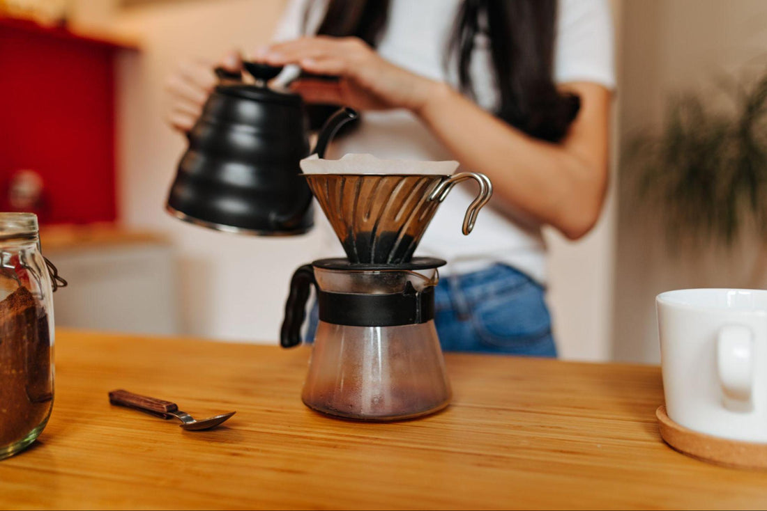 Stages of Pour Over Coffee Brewing