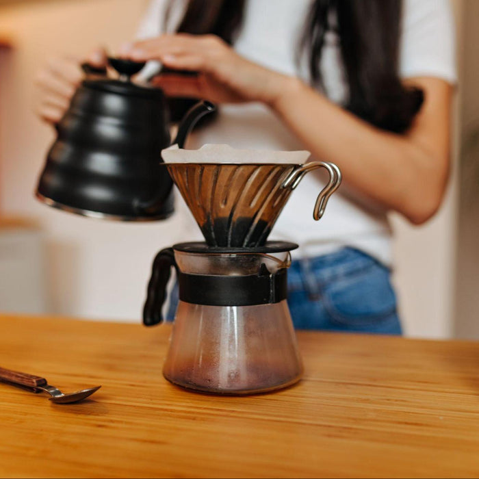 Stages of Pour Over Coffee Brewing
