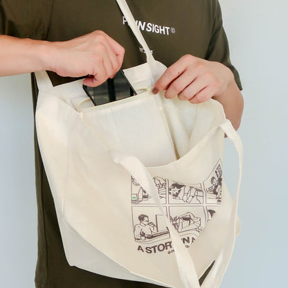 The Plain Sight Story Tote's inner zippered pocket being displayed