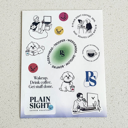 Plain Sight's green holographic sticker sheet 