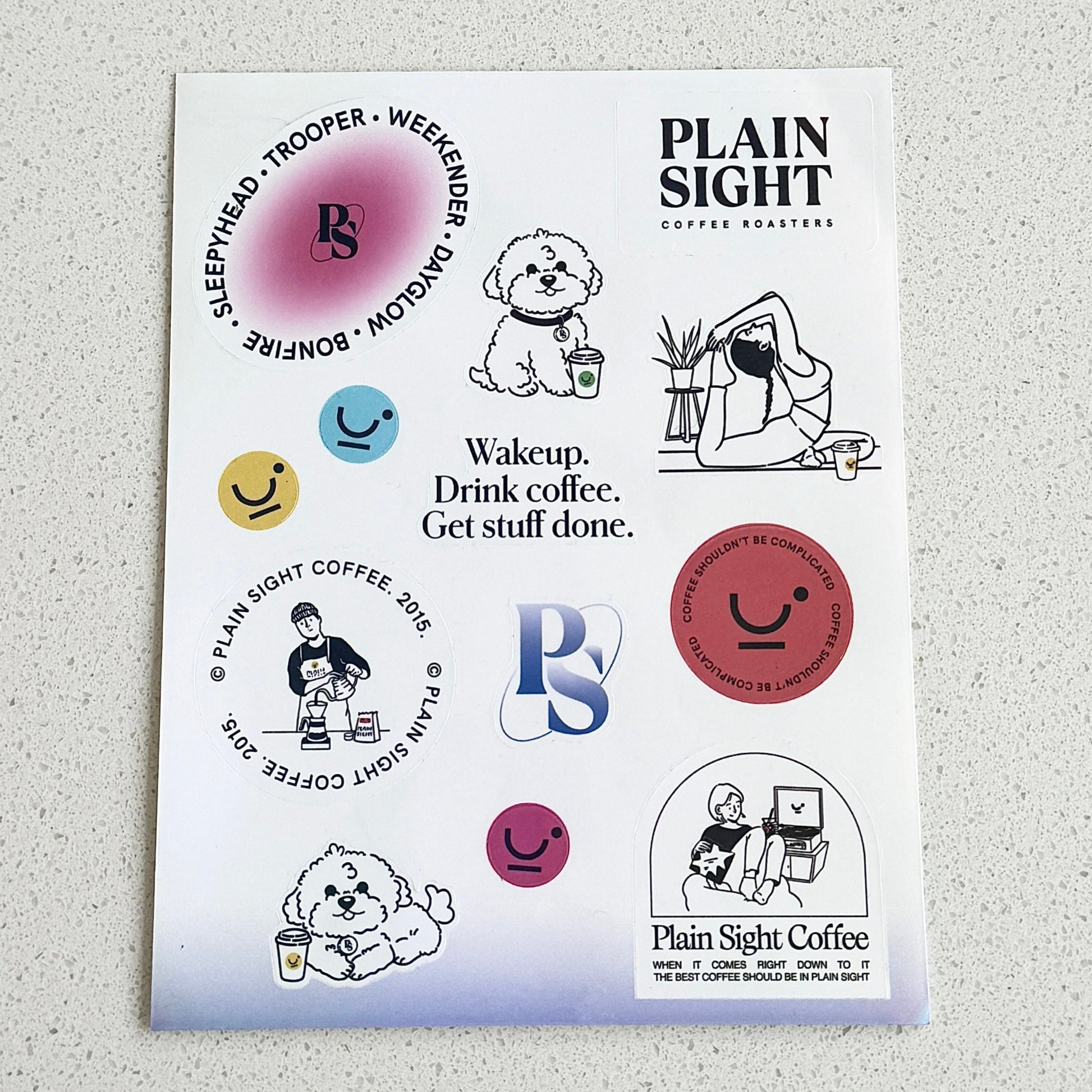 Plain Sight's pink holographic sticker sheet 