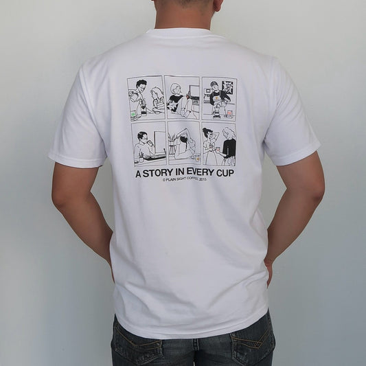 The Plain Sight Story Shirt from the back, featuring the Story Illustration